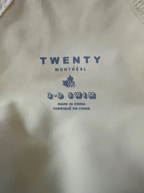 Twenty Montreal 3D Knit Citron One Piece Swimsuit Thong Textured Yellow Medium - Picture 6 of 12